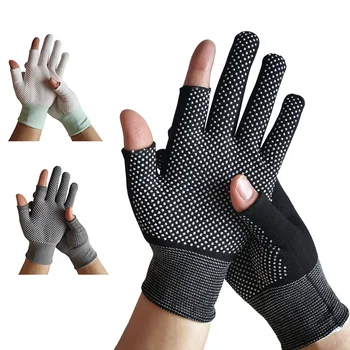 1 пара мужских нейлоновых перчаток с двумя пальцами Зима Осень Спорт с сенсорным экраном Велоспорт Унисекс Для взрослых Вождение Набор текста Рыболовные рукавицы