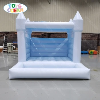 10-футовый семейный мини-Батутный домик White Bouncy Castle из ПВХ, надувной батут для прыжков с мячом для детей