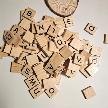 100шт деревянных плиток алфавита, черные буквы и цифры для поделок, деревянные цифровые головоломки, игрушки из пушистой слизи для детских сувениров