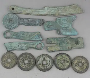 11 шт. Китайские коллекционные монеты с редкими старинными ножами + другие старинные денежные монеты