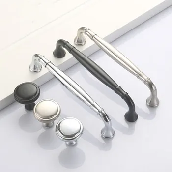 128 160 192 256 мм современный простой модный хромированный серебристый шкаф для одежды, кухонный шкаф, Удлиненная ручка, ручка ящика из черного никеля, 5 дюймов