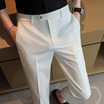 2023 Новая мужская деловая модель брюк в корейском стиле с эластичным поясом в британском стиле, модные брюки с объемным рисунком из бисера