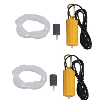 2X USB-мини-аэрационный насос, воздушный насос, Аэратор для аквариума, Ультра тихий мини-аквариум, Кислородный насос для рыбалки -желтый