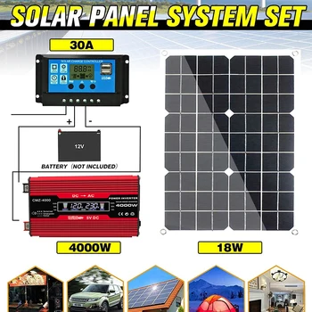 300 Вт Комплекты Автомобильных Инверторов Комплект Системы Генератора Солнечной энергии DC12V-110V 220V Инвертор 18 Вт Солнечная Панель 30A Солнечный Контроллер