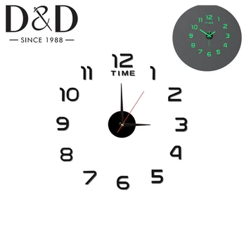 3D настенные часы, светящиеся бескаркасные настенные часы, Цифровые часы 