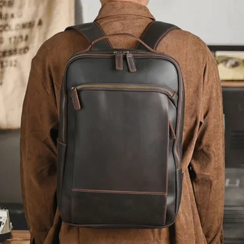 AETOO ретро Crazy horse кожаный мужской рюкзак для деловых поездок 15 