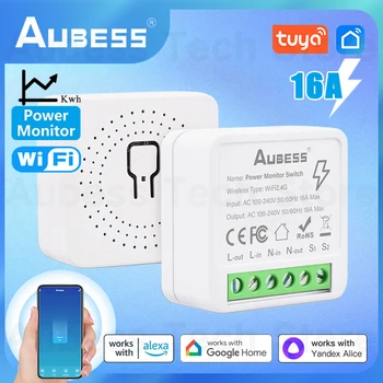 AUBESS Mini Smart Switch, релейный модуль Tuya Smart Life WiFi Light Switch Поддерживает двухстороннее управление, для Alexa Alice Google Assistant