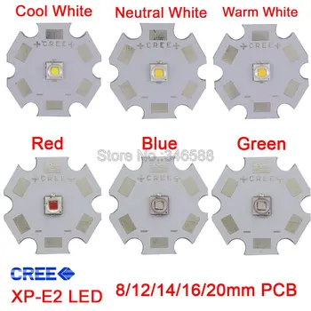 Cree 5W XPE2 XP-E2 Высокомощный светодиодный Излучающий Диод на печатной плате 8 мм/12 мм/14 мм/16 мм/20 мм, Нейтральный Белый/Теплый Белый/Холодный Белый Красный Синий