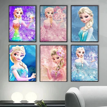 Disney Frozen Anna And Elsa, Картина на холсте, плакат с изображением девушки из мультфильма и настенное художественное изображение для домашнего декора, аниме-плакат