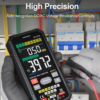 Ht127B Интеллектуальный Цифровой Мультиметр с Защитой от выгорания 6000 Отсчетов Автоматическая Идентификация HD Дисплей AC DC NCV Smart Multimetro Tester