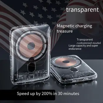 Magsafe прозрачный блок беспроводной зарядки с магнитным поглощением 22,5 Вт блок быстрой зарядки 10000 мА мобильный источник питания