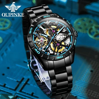 OUPINKE Роскошные оригинальные автоматические механические часы для мужчин, водонепроницаемые мужские наручные часы в деловом стиле, сапфировые зеркальные часы