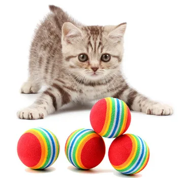 Rainbow EVA Cat Toys Ball Интерактивная игра для кошек и собак, Жевательная погремушка, царапины, EVA Мяч, Тренировочные мячи, игрушки для домашних животных, принадлежности