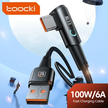 Toocki100 Вт 6A USB C Кабель USB Type C Кабель для быстрой зарядки Eblow От USB-A До Type C Кабель для Передачи Данных Samsung Xiaomi Oneplus POCO F3