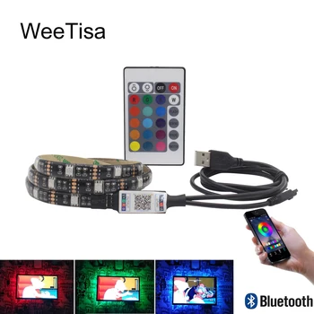 USB светодиодная лента Bluetooth SMD 5050 5V RGB Водонепроницаемая подсветка для телевизора Tira Светодиодная лента с полосатым смещением освещения для фона ПК телевизора