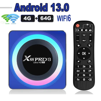 X88 PRO 13 Android 13,0 TV Box OTA Rockchip RK3528 4K 2,4G 5G Wifi 6 64G 32GB 16GB BT5.0 8K Глобальный медиаплеер Телеприставка