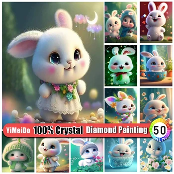 YiMeiDo 100% Набор для рисования Кролика с кристаллами и бриллиантами, Мультяшная сумка на молнии, Алмазная вышивка Животного, Полная Мозаика 5d для домашнего декора, Подарок