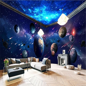 beibehang Space Universe Planet Full House Background Пользовательские 3D фрески Обои на заднем плане Рулон обоев для домашнего декора гостиной