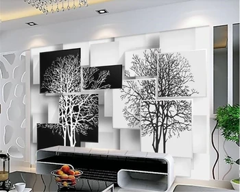 beibehang papel de parede Пользовательский размер behang простые черно-белые 3D обои с большим деревом ТВ фон обои для домашнего декора