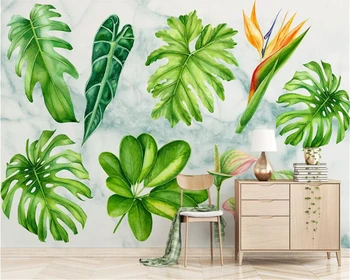 beibehang papier peint mural 3d в скандинавском минималистичном стиле, маленькие свежие зеленые листья, рулон обоев в акварельном стиле
