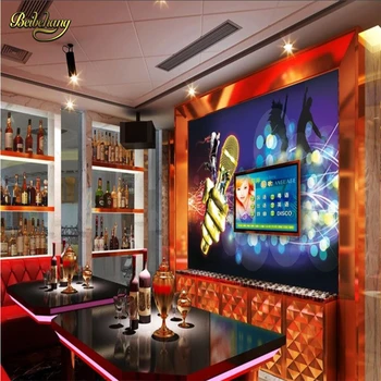 beibehang Золотой Микрофон KTV Bar papel de parede 3d фотообои для гостиной ТВ фон обои для домашнего декора