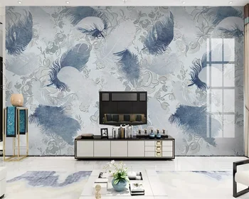 beibehang Новый современный минималистичный цветочный узор из ткани с перьями ТВ фон для спальни обои для домашнего декора обои