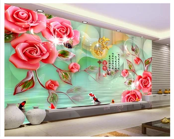 beibehang Стильные обои для многоэтажек интерьер нефритовая резьба лунный свет роза ТВ украшение стен картина papel de parede обои