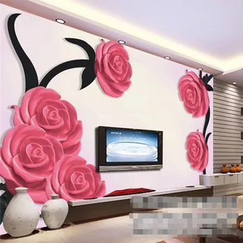 beibehang современная настенная живопись фоновая фотография в минималистском стиле с тиснением роз обои для стен отеля badroom настенная роспись для