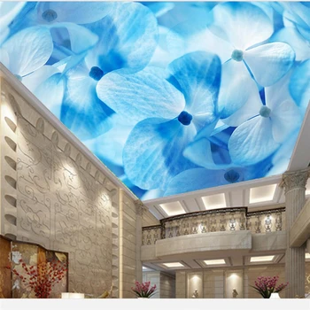 wellyu Обои на заказ 3d обои голубые цветы спальня гостиная потолок крыша настенные фрески обои papel de parede 3d behang