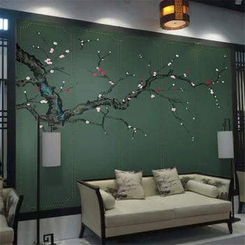 wellyu, изготовленная на заказ крупномасштабная фреска, 3D обои, ностальгический китайский цветок сливы, гостиная, спальня, диван, ТВ, фоновые обои