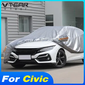 Автомобильные чехлы Vtear Чехол для автоматической защиты, водонепроницаемые пылезащитные внешние Аксессуары, товары для Honda Civic 10th 2016-2021 гг.