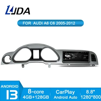 Автомобильный Мультимедийный плеер Android 13 4 + 128 ГБ для Audi A6 C6 4f 2005 - 2009 2010 - 2011 GPS-навигация, авторадио, стерео DSP Carplay