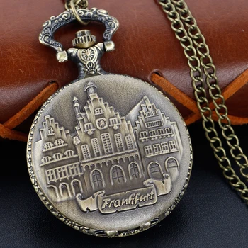 Антикварные изысканные кварцевые карманные часы с тиснением в виде французского замка, мужская цепочка-брелок, ожерелье, Аксессуары, часы, подарок для детей
