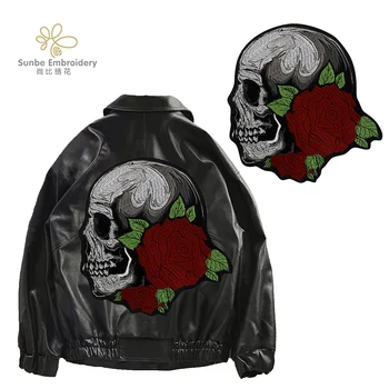 Аппликации с изображением черепа розы, железная нашивка для гоночных курток, кожаные пальто, украшенные бейджами на подкладке