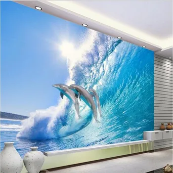 Большие пользовательские обои beibehang Super Clear Ocean World Dolphin Гостиная, спальня, украшенный ТВ-фоном