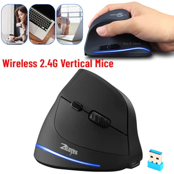 Вертикальная беспроводная Bluetooth-мышь ZELOTES F-35, эргономичная игровая мышь RGB, перезаряжаемые мыши 2,4 ГГц 2400 точек на дюйм для ноутбуков, настольных ПК