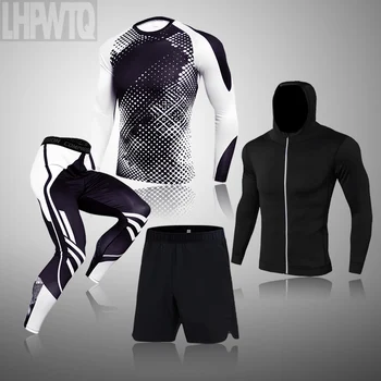 Верхняя мужская одежда, термобелье, Компрессионные колготки для фитнеса, рубашки для бега, толстовка, мужские леггинсы, Рашгард, мужские