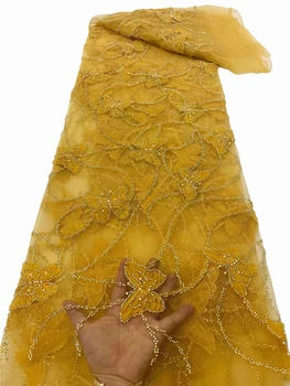 Взрывная трехмерная вышивка сеткой-бабочкой, модная ткань, высококачественная бисерная трубка, вечерние платья с вышивкой бисером