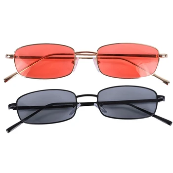 Винтажные солнцезащитные очки из 2 частей, Женские Мужские прямоугольные очки, маленькие солнцезащитные очки в ретро-стиле, женские S8004 в золотой оправе, Оранжево-черная оправа