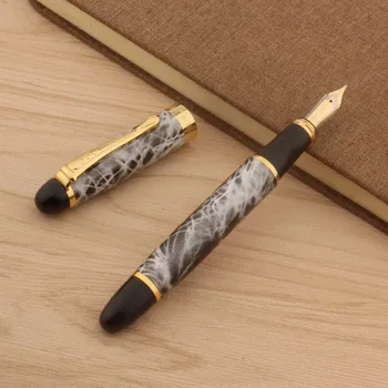 Высококачественная авторучка из серого мрамора с классическим зажимом и средним пером, Чернильные ручки, Канцелярские школьные принадлежности
