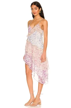 Высококачественное летнее платье в стиле пэчворк с асимметричным женским ремешком без рукавов 2023 года
