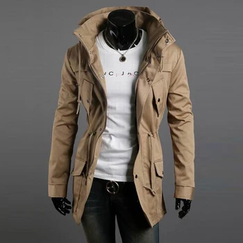 Горячая новинка 2023 года, мужской тренч, мужская повседневная однотонная куртка, мужское пальто с длинным рукавом, прямая поставка, высокое качество