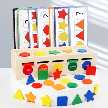 Деревянные игрушки Монтессори для детей, коробка для упражнений по математической сенсорной сортировке, пазлы по цвету и форме, развивающие игрушки для раннего обучения