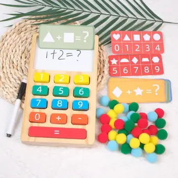 Деревянный калькулятор, сложение, вычитание, математика, игрушки Монтессори, подсчет чисел для домашнего дошкольного учреждения, подарок на день рождения