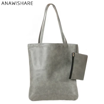 Дизайнерские женские кожаные сумки ANAWISHARE, большие сумки через плечо, серая женская сумка-тоут, сумки для покупок Bolsa Feminina, 2 сумки/комплект
