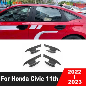 Для Honda Civic 11th/Integra Седан 2022 2023 Карбоновая Ручка Боковой Двери Автомобиля, Отделка Крышки Чаши, Молдинг, Гарнир, Внешние Аксессуары