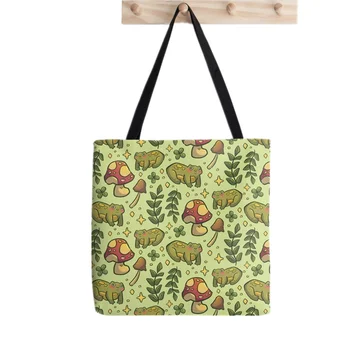 Женская сумка для покупок Friendly Froggies Printed Kawaii Bag Harajuku Для покупок, Холщовая сумка для покупок, женская сумка-тоут на плечо, Женская сумка