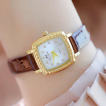 Женские часы BS с роскошным кожаным ремешком, женские наручные часы с роскошным модным маленьким циферблатом с бриллиантами, часы для женщин 2023, Новые подарки