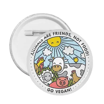 Животные - друзья, а не еда, переходите на веганскую булавку с программируемой кнопкой, настраиваемую декоративную программируемую кнопку BroochBoyfriend