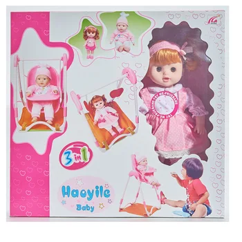 [Забавные] 35 см Виниловые игрушки Baby Doll Со звуком Могут качаться, говорить, имитация спального места, кукольный игровой дом, игрушки для девочки, подарок на день рождения